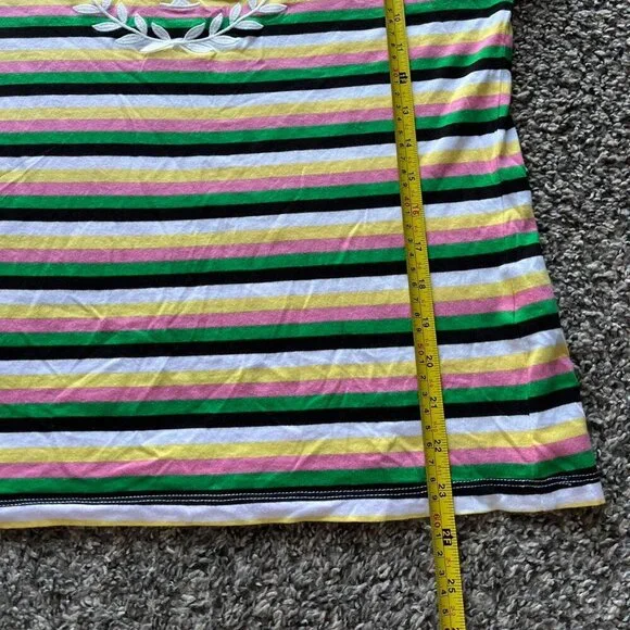 Tommy Hilfiger TShirt Women Large Multicolor Striped Cotton S Sleeve Preppy Top - Picture 5 of 6